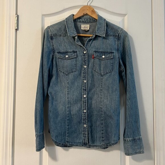 Levi's Snap Denim Long Sleeve Shirt - Small - Picture 2 of 7